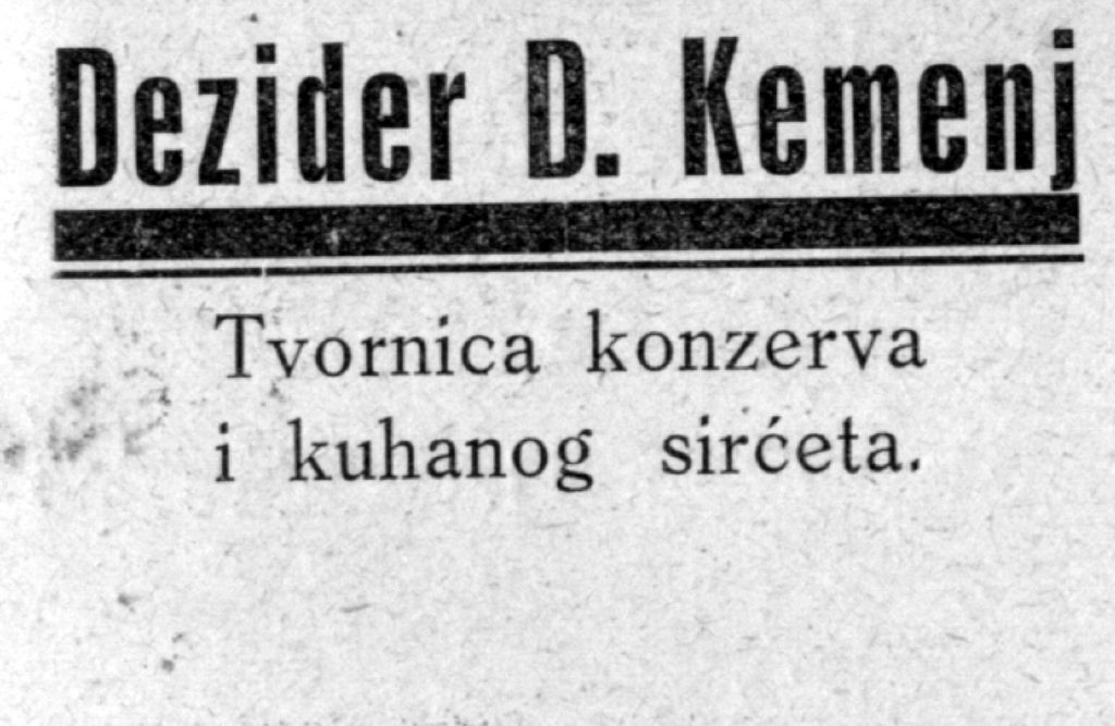 “KEMENJ, fabrika  konzervi i kuvanog sirćeta“ Subotica, 1891. godine