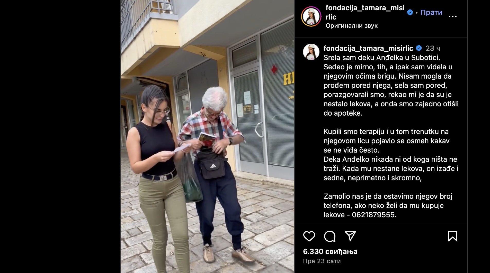 Tamara Mislirlić ponovo pokazala veliko srce – pomogla deki Anđelku u Subotici