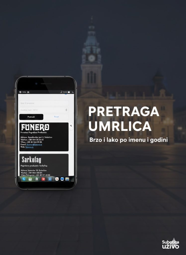 Posmrtnice pogrebnih preduzeća Funero i Sarkofag iz Subotice za UTORAK- 10. marta 2026. godine